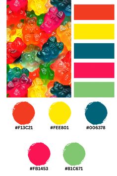 the color scheme for gummy bears is shown