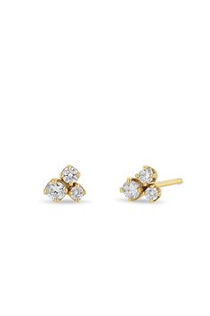 14k gold small 3 mixed diamond prong set trip studs. Earring is approx. 5mm wide White diamonds .20 ctw Sold as a pair Interested in this or something similar? Contact our jewelry concierge at 512-347-9488.All jewelry and accessories are considered final sale and may not be returned or exchanged. Zoe Chicco, Jewelry And Accessories, Diamond Cluster, White Diamonds, Diamond White, Prong Setting, Final Sale, Diamonds, Stud Earrings