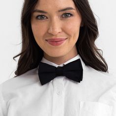 The origin of the bow tie dates back to the 17th Century, when Croatian mercenaries during the Prussian War tied scarves around their necks to hold their shirts together. The style then migrated to the French Upper Class who dubbed them "cravats" from the word "Croat." Over the next two centuries, bow ties evolved into the refined style we're familiar with today. We first made bow ties for the opening uniforms at Soho House Chicago. To coincide with the upscale yet rustic vibe of the creative cl Classic Black Ribbon Bow Tie For Formal, Classic Black Neckwear Gift, Classic Black Neckwear For Gift, Classic Black Neckwear As A Gift, Classic Black Ribbon Tie, Classic Black Tie With Decorative Bow, Classic Black Ribbon Ties For Formal Occasions, Classic Black Tie Event Bow Tie, Classic Bow Ties For Semi-formal Occasions