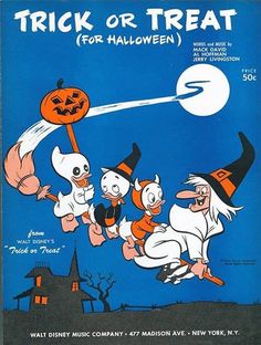 an advertisement for trick or treat featuring cartoon characters