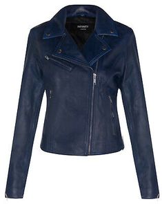 (eBay) Ladies Leather Biker Jacket Classic Navy Blue Real Lamb Nappa Gothic Jacket Casual Fitted Blue Biker Jacket, Casual Blue Long Sleeve Biker Jacket, Casual Blue Leather Jacket With Zipper Closure, Blue Biker Jacket With Zipper Closure, Classic Blue Long Sleeve Leather Jacket, Casual Blue Leather Jacket With Long Sleeves, Blue Casual Leather Jacket, Casual Fitted Blue Leather Jacket, Casual Blue Long Sleeve Leather Jacket