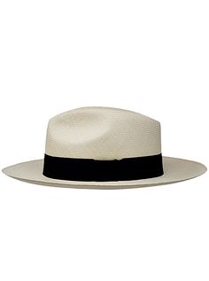 Brand: Gamboa Color: Natural Material: Toquilla straw Brim: 8 cm. (3.15")Grade: 19 - 20 (Fine Fine)learn more Sweatband: Cotton twill, 7 cm (2 3/4") Crown: 11 cm. (4.3") Ribbon: Linen Description: A luxurious hat, handmade in Montecristi, the worldwide famous Panama Hat town in Ecuador. This Panama Fedora hat (Tuis) is of top quality, classic and elegant. Each hat is individually blocked and trimmed to meet the highest quality standards. White Panama Hat For Spring Formal Events, White Fedora For Summer Formal Events, White Fedora For Formal Summer Events, White Fedora For Formal Summer Occasions, White Summer Fedora For Formal Occasions, Classic White Adjustable Straw Hat, White Adjustable Classic Straw Hat, Formal Straw Hat With Curved Brim, Formal Straw Hats With Curved Brim