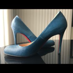 Reposhing This Item I Purchased From @Macdiva7. Loved It, But Ready To Rotate For Something New. Questions? Leave A Comment Below! Luxury Blue Heels With Sculpted Heel, Designer Blue Almond Toe Heels, Designer Blue Heels For Office, Blue Snake, Heels High, Louboutin Shoes, Christian Louboutin Shoes, Something New, Shoes Women Heels