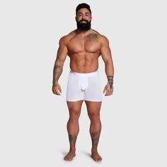 ALPHX Boxer Briefs - Athletic Fit: Frost White Elevate your essentials with the ALPHX Boxer Brief in timeless Frost White —We created one comfort-focused boxer brief in two leg-width options so you can customize a more personal fit. Boxer briefs are the go-to style for men looking for the support of a brief and the added leg coverage of a traditional boxer without the excess fabric that can bunch or ride up. Our Boxer Brief features a sleek, slim cut that sits just below the waist, eliminating e Breathable White Boxer Briefs For Gym, White Multi-pack Boxer Briefs For Sports, White Functional Sports Boxer Briefs, Functional White Boxer Briefs For Sports, Functional White Sports Boxer Briefs, Sporty White Boxer Briefs For Training, Breathable White Boxer Briefs For Workout, Boxers For Men, Boxer For Men