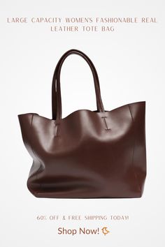 Make a statement with our women's fashionable real leather tote bag. Its large capacity design ensures you can carry everything you need while looking sophisticated. Leather Satchel For Travel, Minimalist Travel Bags With Interior Card Slots, Versatile Leather Satchel With Large Capacity, Leather Bag With Smooth Grain, Chic Brown Shoulder Bag With Interior Card Slots, Chic Brown Shoulder Bag With Card Slots, Travel Bags In Smooth Grain Faux Leather, Solid Leather Bags With Removable Pouch, Chic Bags With Smooth Grain Finish