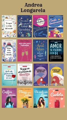 a collage of different books with the words and pictures in spanish, english and french