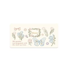 a sticker with flowers and butterflies on it