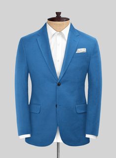 Bring out the preeminent in your elite gatherings with our Scabal Crystal Blue Cotton Stretch Jacket, a lavish and lifetime-saving selection. Rendered in a cotton blend, our jacket promises a solid and comfy fit that can craft an exquisite appearance for any casual day. Its dazzling blue hue will take your style to a whole new level of luxury. So if you're in search of a fancy and one-of-a-kind look, our exquisitely tailored jacket is the perfect option.   Look Includes     Scabal Crystal Blue Semi-formal Long Sleeve Cotton Suits, Cotton Long Sleeve Suits For Semi-formal Occasions, Luxury Cotton Suits With Notch Lapel, Luxury Cotton Blazer For Semi-formal Occasions, Elegant Single Breasted Cotton Blazer, Winter Cotton Sport Coat With Suit Collar, Elegant Single-breasted Cotton Blazer, Luxury Cotton Blazer With Notch Lapel, Luxury Notch Lapel Cotton Blazer