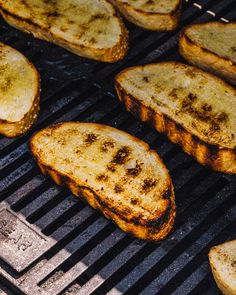 grilled french toasts are being cooked on the grill