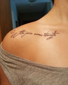 a woman with a tattoo on her shoulder that says, why your own heart?