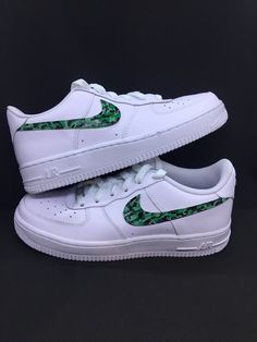 Sneakers by Nike. Designs painted by DJ ZO Designs Hand-painted camo print on the swoosh of Low-Nike Air Force 1's SIZE & FIT Nike Kid's Shoe Size Chart Green Hand-painted Low-top Sneakers, Hand Painted Green Sneakers For Streetwear, Green Hand Painted High-top Sneakers, Custom Green Sneakers For Streetwear, Hand Painted Green Low-top Custom Sneakers, Green Hand Painted Low-top Custom Sneakers, Sporty Hand Painted Custom Sneakers, Custom Hand Painted Green Sneakers, Nike Kids Shoes