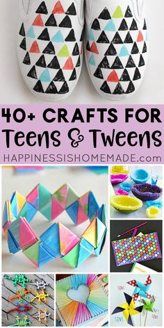 Teen Craft Ideas: These 40+ awesomely clever crafts for teens and tweens will keep your kids busy, creative, and entertained all year long! Camp Crafts For Teens, Crafts For Rainy Days, Crafts For Middle Schoolers, Easy Diy Arts And Crafts, Crafts For Older Kids, Craft Ideas For Teens, Middle School Crafts, Fun Art Projects, Fun Crafts For Teens