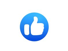 the thumbs up and down symbol is shown in a blue circle on a white background