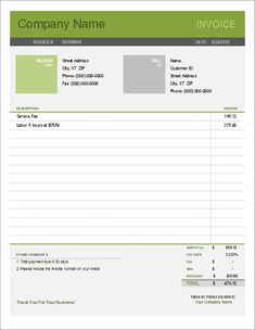 an invoice form with green accents