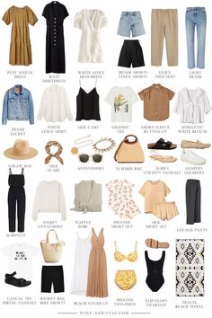 Modest Cruise Outfits For Women, Soft Autumn Summer Outfits, Summer Capsule Wardrobe 2020, Clothing Essentials For Women, Stag Outfits, Minimalist Summer Wardrobe, Sustainable Wardrobe, Accessories Boho, Sustainable Brands