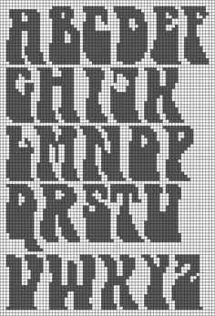 a cross stitch pattern with the letters in black and white