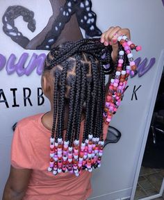 Kids braids with beads hairstyles Kids Box Braids With Beads, Kids Beads Hairstyle, Braided Hairstyles For Black Hair Kids, Toddler Girl Braid Styles With Beads, Kid Braid Styles With Beads, Kids Braided Hairstyles With Beads, Cute Braided Hairstyles For Kids