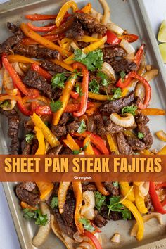 sheet pan steak fajitas with peppers and onions