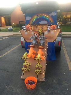 a truck is decorated with lights and decorations