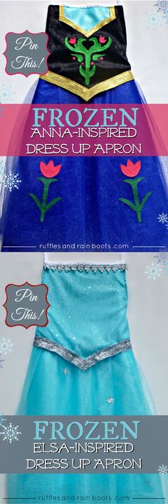 the frozen princess dress is shown in three different colors