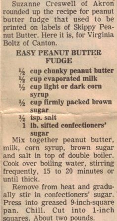 an old recipe for peanut butter