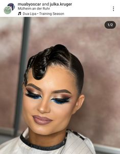 #latin #latinlook #ballroom #ballroomlook #makeup #makeuplook #glam #glamlook Ballroom Makeup Blue, Latin Dance Makeup Eye, Comp Hairstyles, Comp Makeup, Dance Makeup