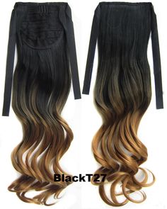 22 Inch Long Lace Synthetic Hair Ponytail #1b to #27 Black to blonde #syntheticponytail #ponytail Ombre Ponytail, Colorful Highlights In Brown Hair, Ribbon Ponytail, Curly Ombre, Hair Rainbow, Colored Hair Tips, Wavy Ponytail