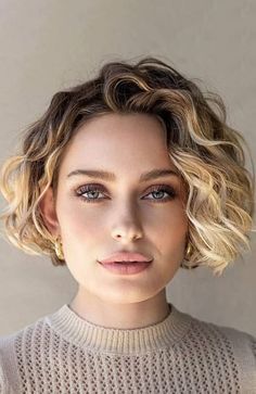 30 Short Bob Haircuts & Hairstyles for Women in 2023 Short Curly Hair For White Women, Pelo Bob Ondulado, Short Wavy Hairstyles For Women, Neck Length Hair, Bardot Bangs, Low Maintenance Short Haircut, Short Wavy Haircuts, Bob Haircut Curly, Wavy Haircuts