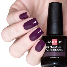 Dark grape-plum gel polish will give your manicure incredible elegance and charm. So deep t bright! Perfectly accentuates your style and taste. Ideal for nails of any length and shape. Choose it for any season. GRAPE is a delightfully deep burgundy gel nail polish full of elegance. Ideal for 2 coats. The unique formula of gel polish makes it easy to create flawless manicure and pedicure, which has a spectacular glossy shine, bright color, stunning durability without chipping and scratching for 2 Dark Magenta Nails, Dark Violet Nails, Dark Plum Nails, Grape Nails, Plum Nail Polish, Burgundy Nail Polish, Color Uva, Plum Nails, Violet Nails