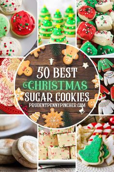 christmas sugar cookies collage with the words 50 best christmas sugar cookies