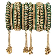 Specially traditional jewelry adore a women,Make your moment memorable with this range Hollywood,This jewel set features a unique one of a kind traditional finish Bangles is an Indian artistic handcraft brand set out to create mesmerising designs that people would desire to keep and treasure. Every woman is a balance of Beauty, Power & Elegance and we at Bangles aspire to compliment & showcase this Balance. Indian Beauty resides in vibrant colours and soothing elegance, two things that tradition Ghungroo Bangles, Pakistani Bangles, Kundan Work, Bracelet Fil, Silk Thread Bangles, Thread Bangles, Handmade Gifts For Her, Bridal Mehndi, Soothing Colors