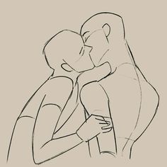 a drawing of two people hugging each other