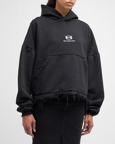 Get free shipping on Balenciaga Unity Sports Icon Cropped Hoodie Oversized at Neiman Marcus. Shop the latest luxury fashions from top designers. Oversized Hoodies, Sport Icon, Hoodie Oversize, Cropped Hoodie, Active Wear For Women, Oversized Fits, Trending Shoes, Kangaroo Pocket, Sweater Outfits