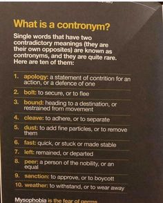 a sign that is on the wall in front of a door saying what is a contronym?