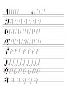 the cursive writing practice sheet is shown with numbers and letters in black ink