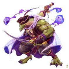 Goblin Mechanic, Pirate Turtle, Pirate Oc Art, Pirate Dragon, Pirate Character Art, Dnd Pirates, Pirate Rpg, Npc Rpg, Man Beast