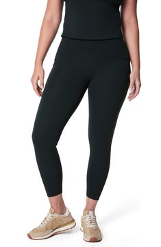 Hit the gym or run errands in sweat-wicking leggings that smooth with sculpting compression fabric featuring discreet drop-in pockets and a high waist. 22" inseam; 8" leg opening; 10 1/2" front rise; 13 1/2" back rise (size Medium)   91% recycled polyester, 9% spandex   Machine wash, tumble dry   Imported Comfort Stretch Activewear With Contoured Waistband For Pilates, Functional Compression Leggings With Wide Waistband, Functional Sports Tights With Wide Waistband, Functional Go-dry Comfort Stretch Tights, Functional Sports Leggings With Wide Waistband, Compressive Functional Tights With Wide Waistband, Functional Activewear With Wide Waistband For Yoga, Functional Activewear With Wide Waistband For Pilates, Functional Yoga Activewear With Wide Waistband