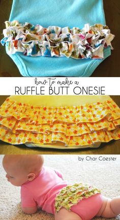 Ruffle Butt Onesie Tutorial Baby Things To Make, Baby Gifts Diy, Diy Onesies, Baby Onesies Diy, How To Make A Ruffle, Vestidos Bebe Crochet, Baby Gifts To Make, Sew Baby, Baby Clothes Patterns Sewing