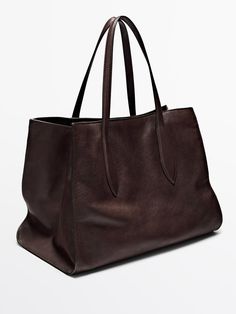 Nappa leather maxi tote bag | ZARA Canada Massimo Dutti Bags, Uni Bag, Brown Leather Tote Bag, In My Purse, Brown Tote Bag, London Shopping, Autumn Fits, Brown Leather Totes, My Purse