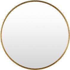 a round mirror with gold trim around it