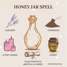 Spells Jars, Honey Jar Spell, Wicca Recipes, Beginner Witch, Witch Things, Potions Recipes, Beauty Spells, Witchy Tips