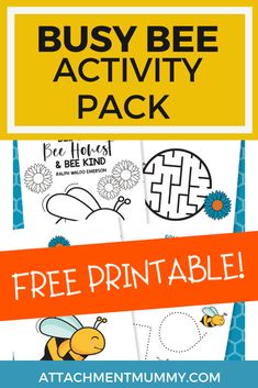 the busy bee activity pack with free printables for kids to use on their books