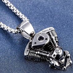 Stainless Steel Biker Motorcycle 18" Necklace Twins Necklace, Promise Ring Band, Gem Drop Earrings, Promise Rings For Him, Motorcycle Chain, Mens Stainless Steel Rings, Biker Jewelry, Coin Jewelry, Mens Accessories Jewelry