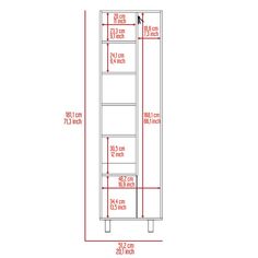 a tall cabinet with measurements for it