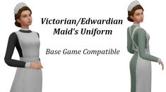 two women in dresses with the caption victoria / edward maid's uniform base game compatible