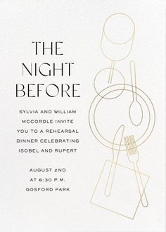 the night before - paperless postcard in white with gold foil on top and black lettering