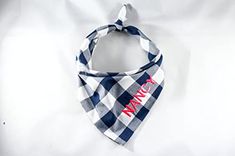 a blue and white bandana with the word mama on it