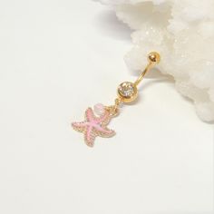 Starfish Belly Button Ring, Belly Bars Pretty, Shell Belly Button Piercing, Shark Belly Button Rings, Unique Belly Button Rings, Belly Button Piercing Summer, Beachy Belly Button Piercing, Summer Belly Button Rings, Summer Belly Rings