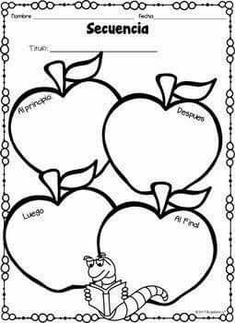 an apple themed spanish worksheet with the words sequenda and two apples