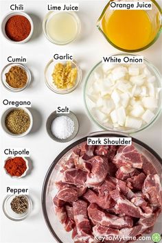 the ingredients to make this recipe include meat, spices, and other foodstuffs